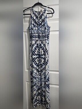 Chico's Navy and White Halter Maxi Dress